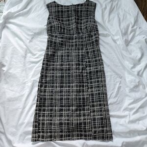 Merona Black and White Checkered Patterned Sleeveless Sheath Midi Dress